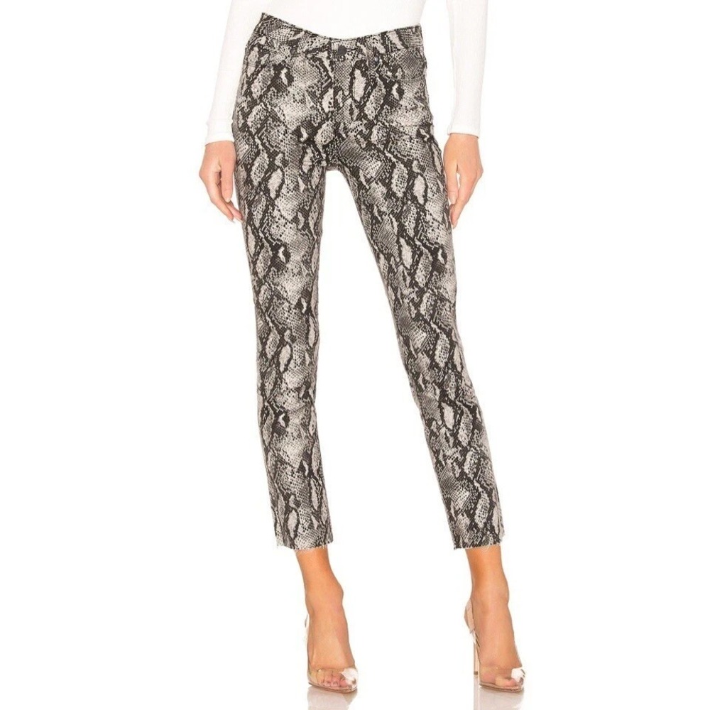 PAIGE Hoxton Slim Roccia Snake Print Raw Hem Jeans Women 25 Designer USA Made